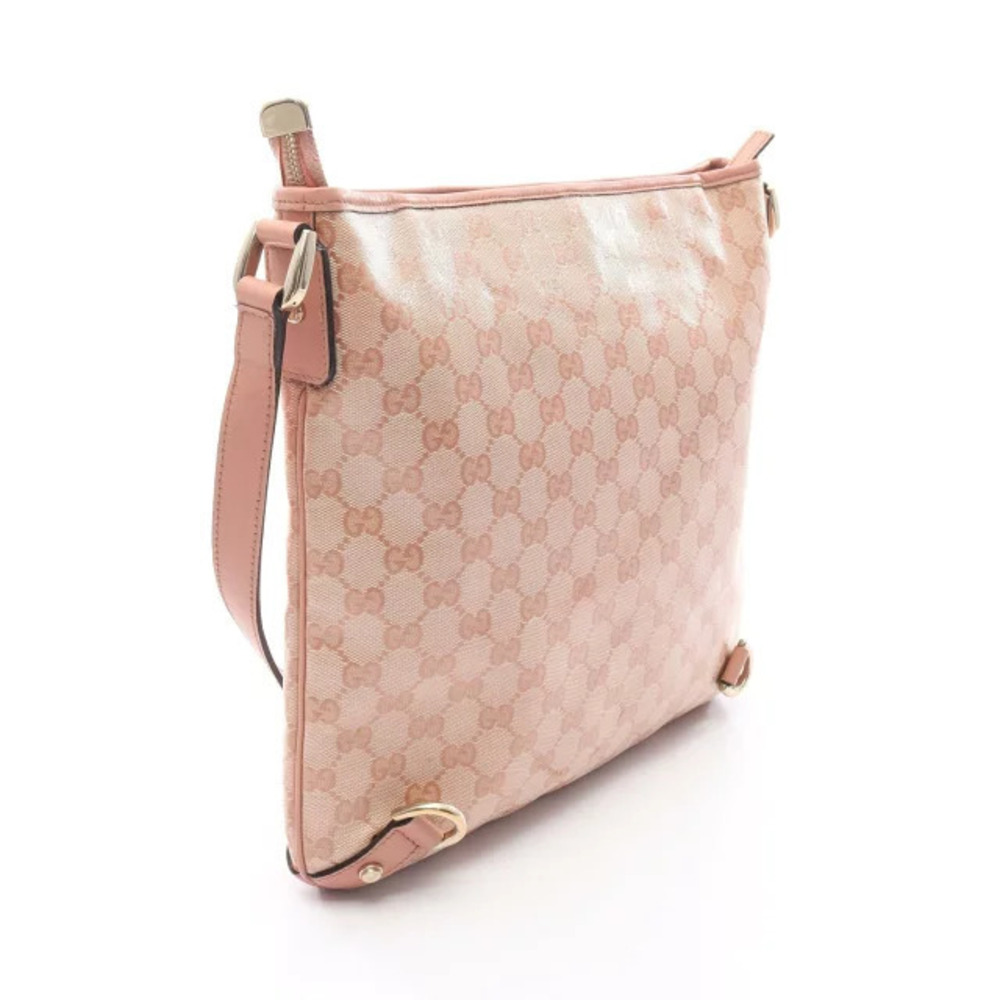 Gucci Pink Shoulder Bag Leather GG Crystal Canvas Abbey Pink